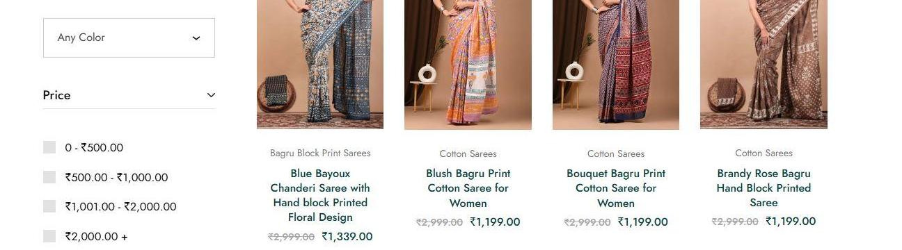 Bagru Block Print Saree